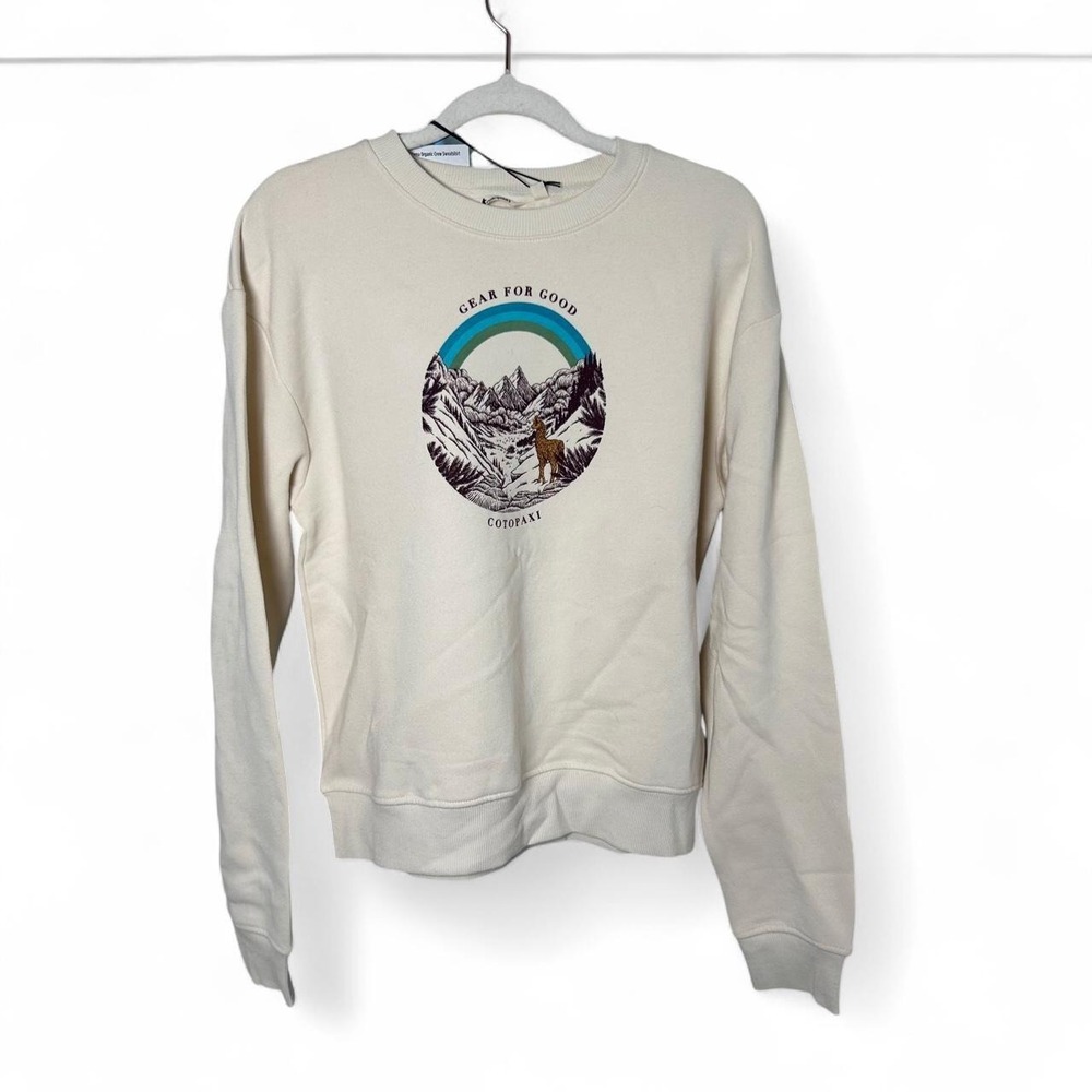 Cotopaxi‎ Sweatshirt Traveling Llama Crewneck Pullover Logo Cream Women Size S